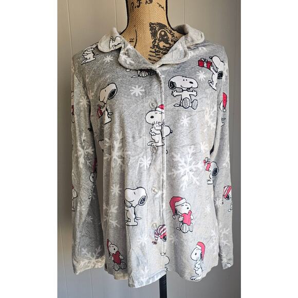 Munki Munki Peanuts Munki Munki Snoopy Winter Holiday Pajama PJS Top, Sz M - Picture 10 of 10